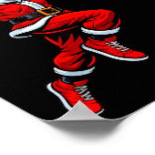 Santa Playing Basketball Xmas Funny Christmas Bask Poster (Hoek)