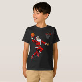Santa Playing Basketball Xmas Funny Christmas Bask T-shirt (Voorkant volledig)