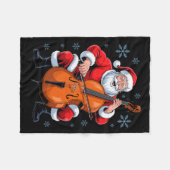 Santa Playing Cello Funny Holiday Chrismas Xmas Pa Fleece Deken (Voorkant (Horizontaal))
