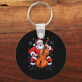 Santa Playing Cello Funny Holiday Chrismas Xmas Pa Sleutelhanger (Voorkant)