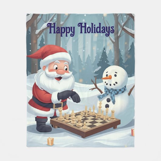 Santa playing chess with a snowman Fleece Blanket (Voorkant)