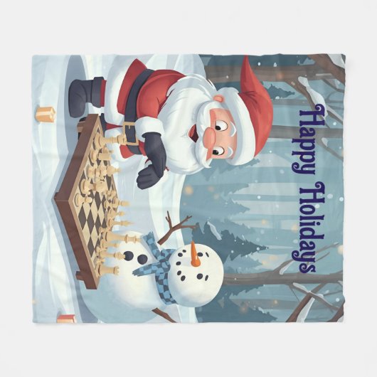 Santa playing chess with a snowman Fleece Blanket (Voorkant (Horizontaal))