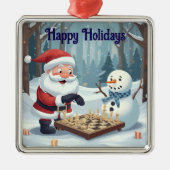 Santa playing chess with a snowman Ornament (Voorkant)