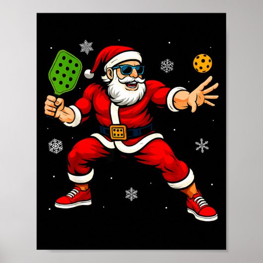 Santa Playing Ckleball Xmas Funny Christmas Ckleba Poster (Voorkant)