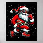 Santa Playing Football Men Boys Christmas Football Poster (Voorkant)