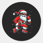 Santa Playing Football Men Boys Christmas Football Ronde Sticker (Voorkant)