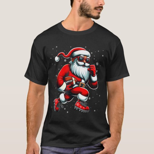 Santa Playing Football Men Boys Christmas Football T-shirt (Voorkant)