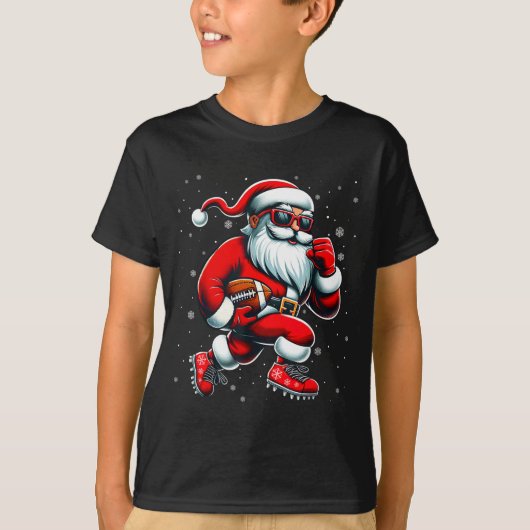 Santa Playing Football Men Boys Christmas Football T-shirt (Voorkant)