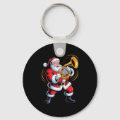 Santa Playing French Horn Funny Holiday Chrismas X Sleutelhanger (Voorkant)