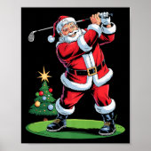 Santa Playing Golf Funny Holiday Christmas Xmas Pa Poster (Voorkant)