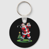 Santa Playing Golf Funny Holiday Christmas Xmas Pa Sleutelhanger (Voorkant)