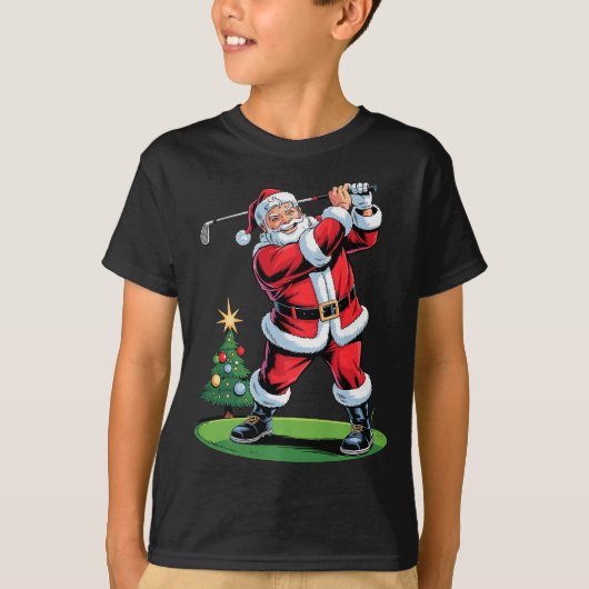 Santa Playing Golf Funny Holiday Christmas Xmas Pa T-shirt (Voorkant)