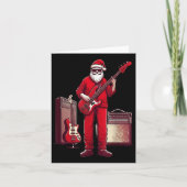 Santa Playing Guitar B Christmas Pajama Musician B Kaart (Voorkant)