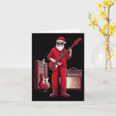 Santa Playing Guitar B Christmas Pajama Musician B Kaart (Gele Bloem)