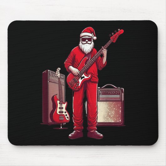 Santa Playing Guitar B Christmas Pajama Musician B Muismat (Voorkant)