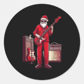 Santa Playing Guitar B Christmas Pajama Musician B Ronde Sticker (Voorkant)