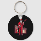 Santa Playing Guitar B Christmas Pajama Musician B Sleutelhanger (Voorkant)