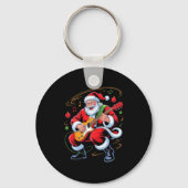 Santa Playing Guitar Funny Holiday Christmas Xmas  Sleutelhanger (Voorkant)