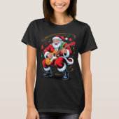 Santa Playing Guitar Funny Holiday Christmas Xmas T-shirt (Voorkant)