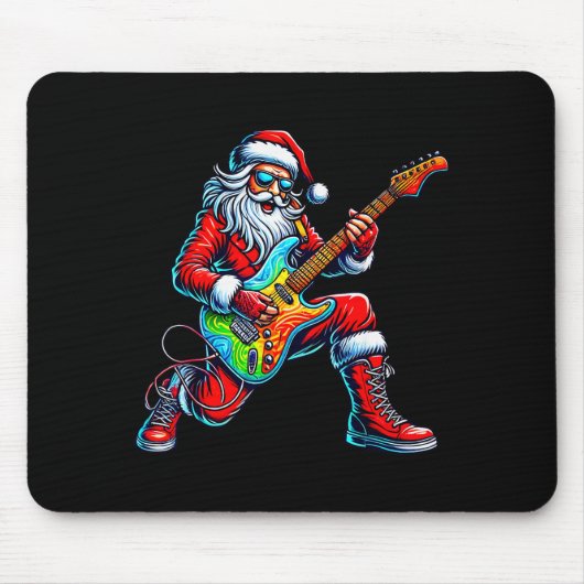 Santa Playing Guitar Musician Guitarist Christmas  Muismat (Voorkant)