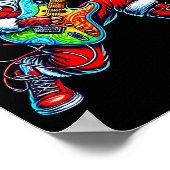 Santa Playing Guitar Musician Guitarist Christmas  Poster (Hoek)