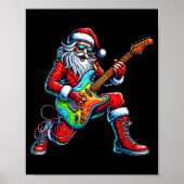 Santa Playing Guitar Musician Guitarist Christmas  Poster (Voorkant)