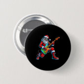Santa Playing Guitar Musician Guitarist Christmas  Ronde Button 5,7 Cm (Voorkant /achterkant)
