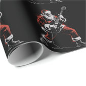 Santa Playing Guitar Retro 90s Christmas Rock  Cadeaupapier (Rol Hoek)