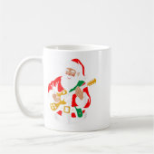 Santa Playing Guitar Rock Xmas Vibes Funny Christm Koffiemok (Links)