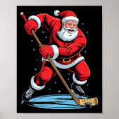 Santa Playing Hockey Funny Holiday Christmas Xmas  Poster (Voorkant)