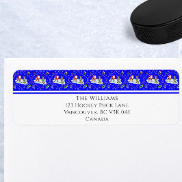 Santa Playing Ice Hockey Christmas Return Address Etiket
