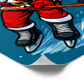 Santa Playing Ice Hockey Xmas Funny Christmas Hock Poster (Hoek)