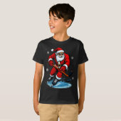Santa Playing Ice Hockey Xmas Funny Christmas Hock T-shirt (Voorkant volledig)