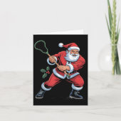Santa Playing Lacrosse Funny Holiday Christmas Xma Kaart (Voorkant)