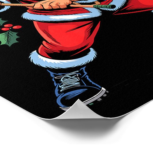 Santa Playing Lacrosse Funny Holiday Christmas Xma Poster (Hoek)