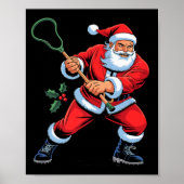 Santa Playing Lacrosse Funny Holiday Christmas Xma Poster (Voorkant)