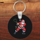 Santa Playing Lacrosse Funny Holiday Christmas Xma Sleutelhanger (Voorkant)