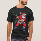Santa Playing Lacrosse Funny Holiday Christmas Xma T-shirt (Voorkant)