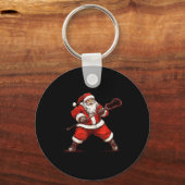 Santa Playing Lacrosse Funny Lacrosse Lax Player C Sleutelhanger (Voorkant)