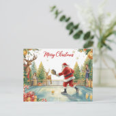 Santa Playing Pickleball at a Christmas Party Feestdagenkaart (Staand voorkant)
