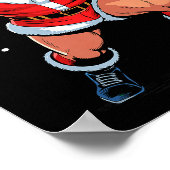 Santa Playing Rugby Funny Holiday Christmas Xmas P Poster (Hoek)