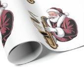 Santa Playing Saxophone Xmas Musician Saxophonist  Cadeaupapier (Rol Hoek)