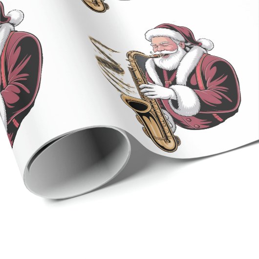 Santa Playing Saxophone Xmas Musician Saxophonist Cadeaupapier (Rol Hoek)
