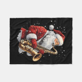 Santa Playing Saxophone Xmas Musician Saxophonist  Fleece Deken (Voorkant (Horizontaal))