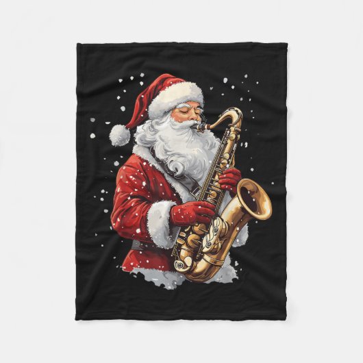 Santa Playing Saxophone Xmas Musician Saxophonist  Fleece Deken (Voorkant)