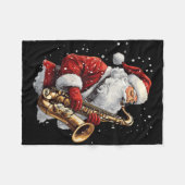 Santa Playing Saxophone Xmas Musician Saxophonist  Fleece Deken (Voorkant (Horizontaal))