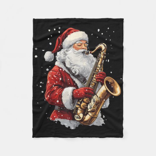 Santa Playing Saxophone Xmas Musician Saxophonist  Fleece Deken (Voorkant)