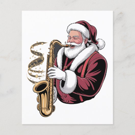 Santa Playing Saxophone Xmas Musician Saxophonist  Flyer (Voorkant)