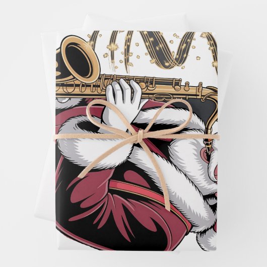 Santa Playing Saxophone Xmas Musician Saxophonist  Inpakpapier Vel (In situ)