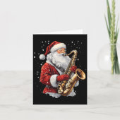 Santa Playing Saxophone Xmas Musician Saxophonist  Kaart (Voorkant)